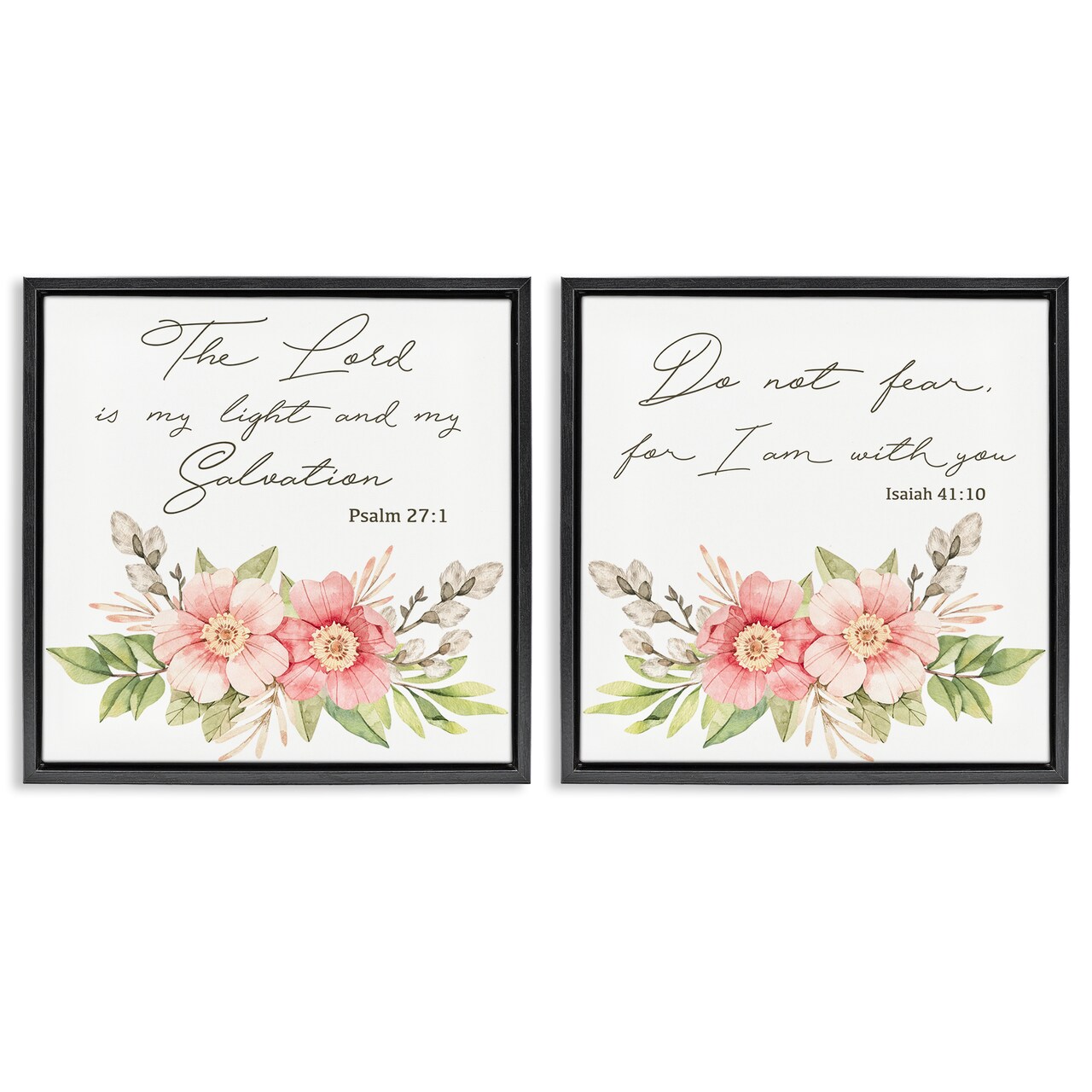 Stupell Industries Uplifting Faith Proverbs with Blooms 2pc Floating Frame Set By Marcus Prime